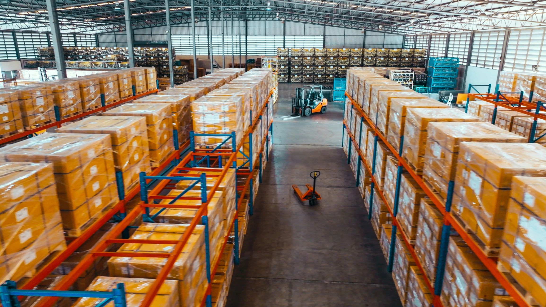 HVAC equipment warehouse shelves