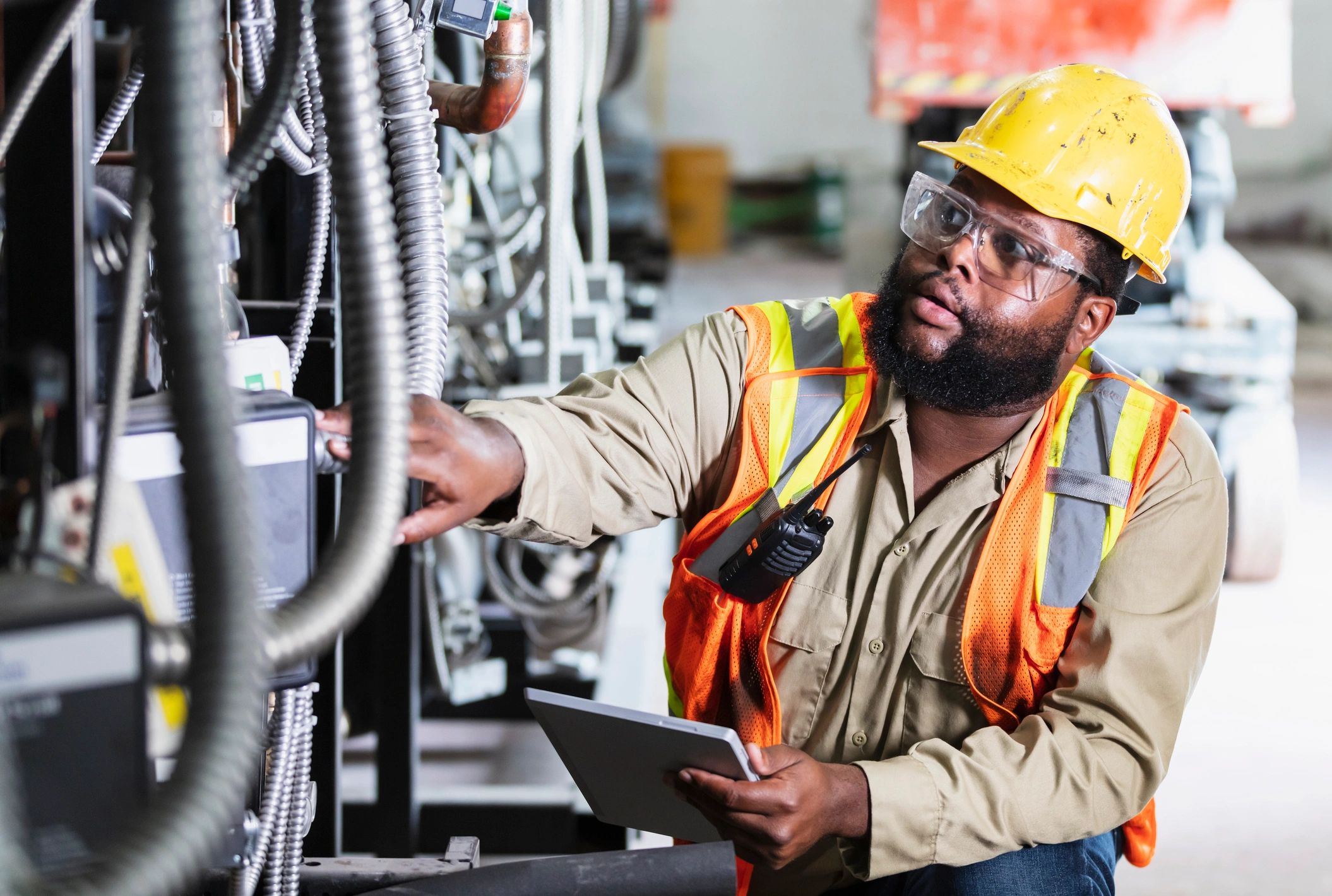 HVAC technician with equipment
