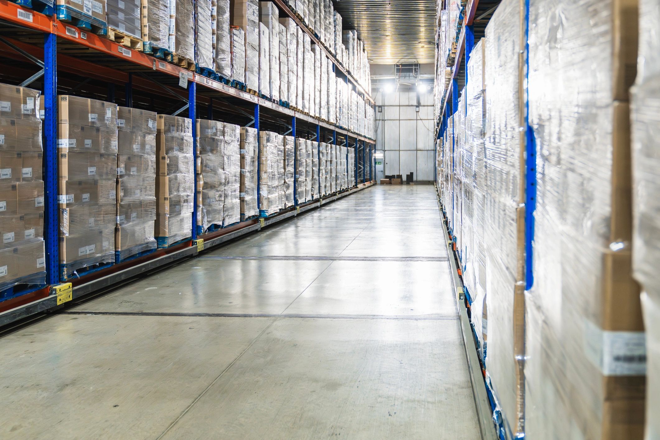 HVAC equipment warehouse shelves